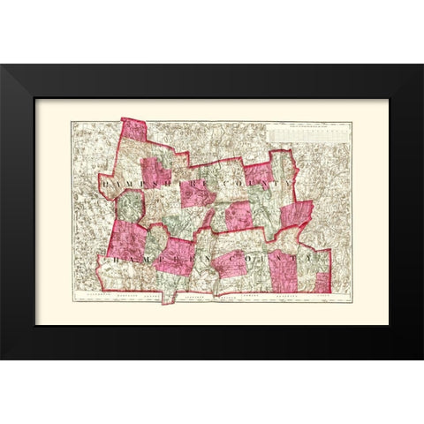 Hampshire  Hampden Massachusetts - Walling 1871 Black Modern Wood Framed Art Print by Walling