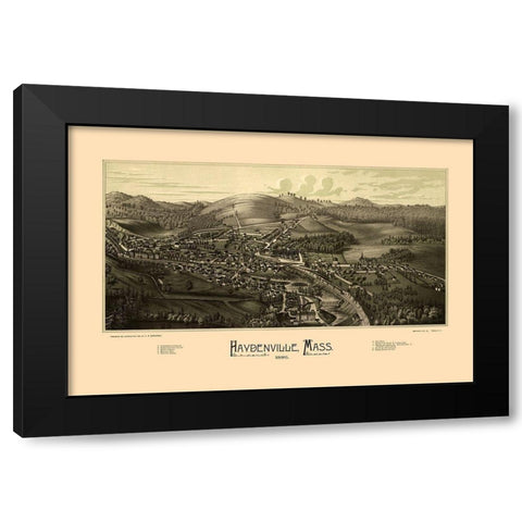 Haydenville Massachusetts - Burleigh 1886  Black Modern Wood Framed Art Print by Burleigh