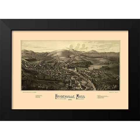 Haydenville Massachusetts - Burleigh 1886  Black Modern Wood Framed Art Print by Burleigh