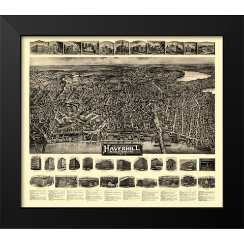 Haverhill Massachusetts - Bailey 1914  Black Modern Wood Framed Art Print by Bailey