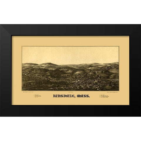 Hinsdale Massachusetts - Burleigh 1887  Black Modern Wood Framed Art Print by Burleigh