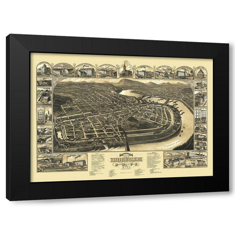 Holyoke South Hadley Falls Massachusetts Black Modern Wood Framed Art Print by Stoner