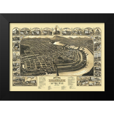 Holyoke South Hadley Falls Massachusetts Black Modern Wood Framed Art Print by Stoner