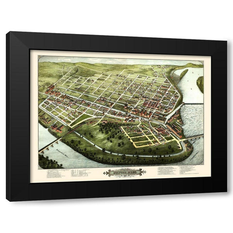 Holyoke Massachusetts - Bailey 1877 Black Modern Wood Framed Art Print with Double Matting by Bailey