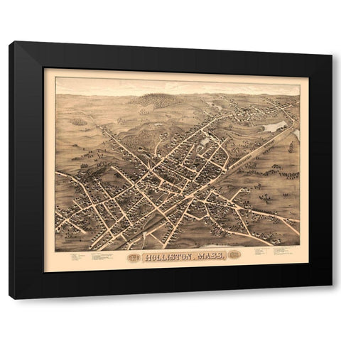 Holliston Massachusetts - Brenner 1878  Black Modern Wood Framed Art Print with Double Matting by Brenner