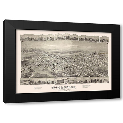 Holbrook Massachusetts -1892 Black Modern Wood Framed Art Print with Double Matting by Unknown