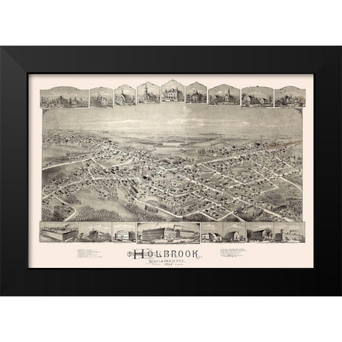 Holbrook Massachusetts -1892 Black Modern Wood Framed Art Print by Unknown
