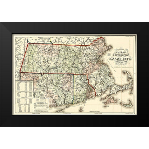 Massachusetts - William 1879 Black Modern Wood Framed Art Print by William