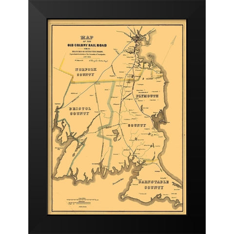 Old Colony Railroad - Eaton 1850  Black Modern Wood Framed Art Print by Eaton