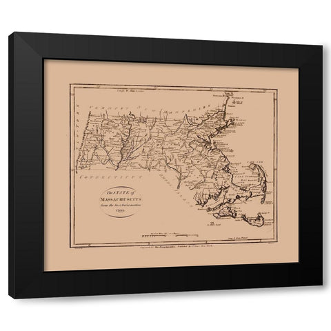 Massachusetts - Low 1799  Black Modern Wood Framed Art Print with Double Matting by Low