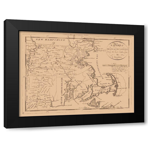 Massachusetts - Denifon 1796  Black Modern Wood Framed Art Print with Double Matting by Denifon