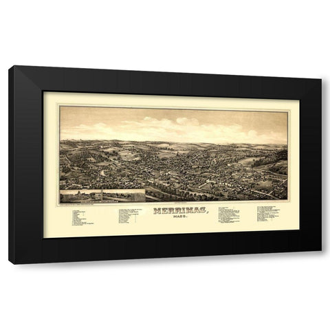 Merrimac Massachusetts - Norris 1889  Black Modern Wood Framed Art Print with Double Matting by Norris