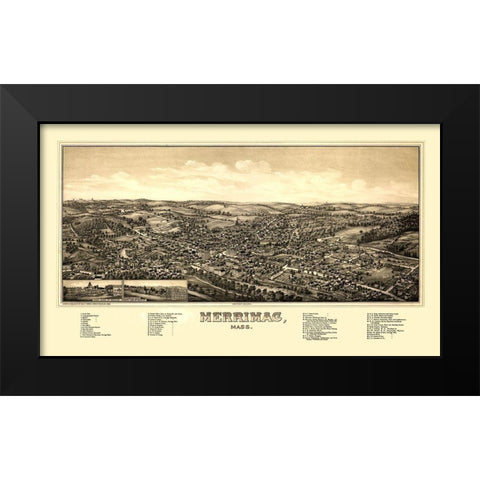 Merrimac Massachusetts - Norris 1889  Black Modern Wood Framed Art Print by Norris