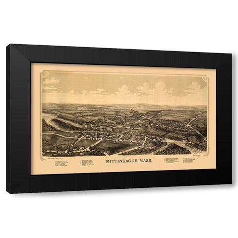Mittineague Massachusetts - Burleigh 1889  Black Modern Wood Framed Art Print by Burleigh