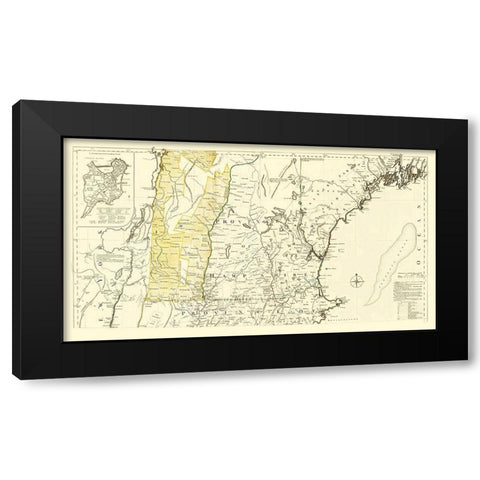 Massachusetts Multi-State Region - 1776 Black Modern Wood Framed Art Print with Double Matting by Unknown