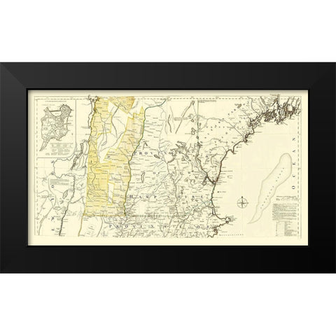 Massachusetts Multi-State Region - 1776 Black Modern Wood Framed Art Print by Unknown