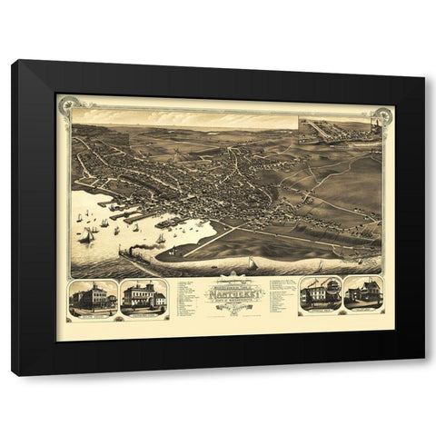 Nantucket Massachusetts - Stoner 1881 Black Modern Wood Framed Art Print by Stoner