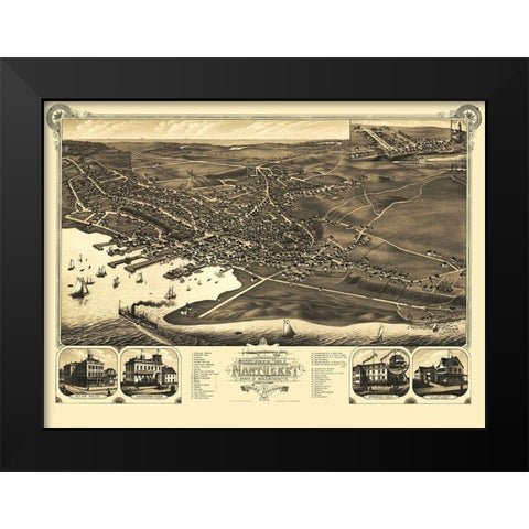 Nantucket Massachusetts - Stoner 1881 Black Modern Wood Framed Art Print by Stoner