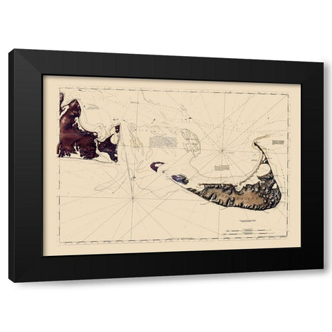 Nantucket, Marthas Vineyard - Des Barres 1776 Black Modern Wood Framed Art Print with Double Matting by Des Barres