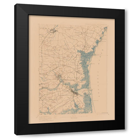 Newburyport Massachusetts Sheet - USGS 1894 Black Modern Wood Framed Art Print by USGS