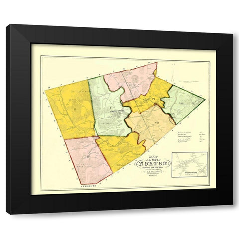 Norton Massachusetts - Walling 1855 Black Modern Wood Framed Art Print with Double Matting by Walling