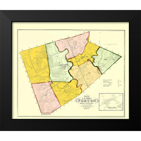 Norton Massachusetts - Walling 1855 Black Modern Wood Framed Art Print by Walling