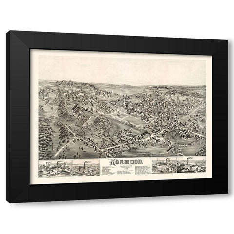 Norwood Massachusetts - Morrills 1882  Black Modern Wood Framed Art Print with Double Matting by Morrills