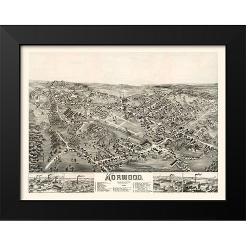 Norwood Massachusetts - Morrills 1882  Black Modern Wood Framed Art Print by Morrills