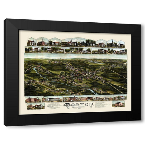 Norton Massachusetts - Bailey 1891  Black Modern Wood Framed Art Print with Double Matting by Bailey