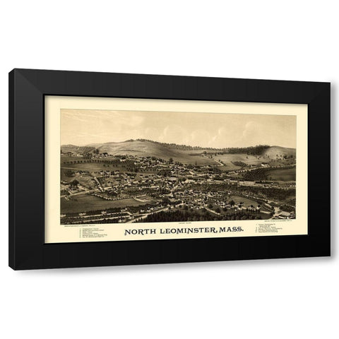 North Leominster Massachusetts - Burleigh 1887  Black Modern Wood Framed Art Print with Double Matting by Burleigh