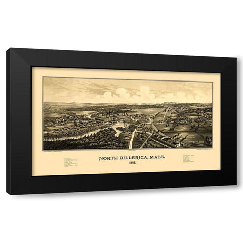 North Billerica Massachusetts - Burleigh 1887  Black Modern Wood Framed Art Print by Burleigh