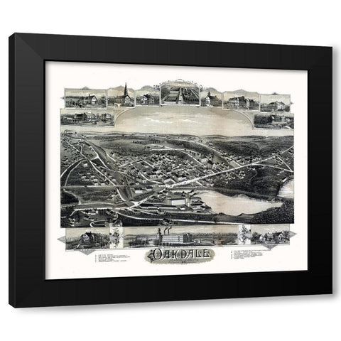 Oakdale Massachusetts - Bailey 1891  Black Modern Wood Framed Art Print by Bailey