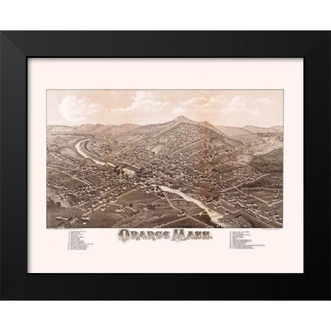 Orange Massachusetts - Burleigh 1883  Black Modern Wood Framed Art Print by Burleigh