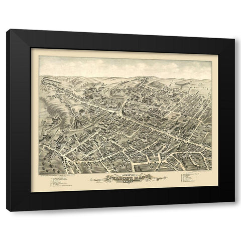 Peabody Massachusetts - Hazen 1877  Black Modern Wood Framed Art Print with Double Matting by Hazen