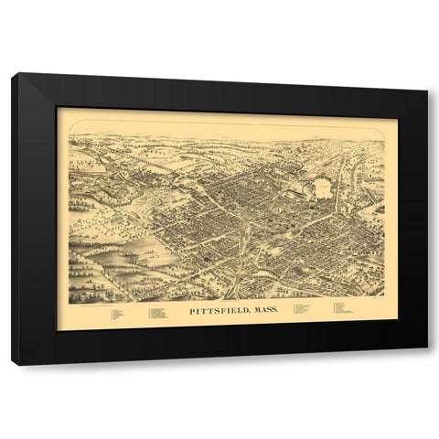 Pittsfield Massachusetts - Van De Car 1889  Black Modern Wood Framed Art Print with Double Matting by Van De Car