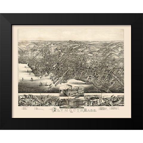 Plymouth Massachusetts -1882 Black Modern Wood Framed Art Print by Unknown