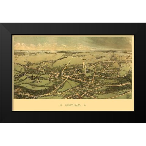 Quincy Massachusetts - Whitefield 1877 Black Modern Wood Framed Art Print by Whitefield