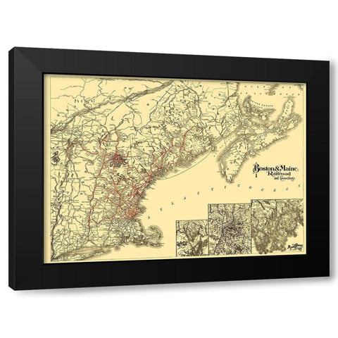 Boston and Maine Railroad - Avery 1888 Black Modern Wood Framed Art Print with Double Matting by Avery