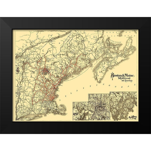 Boston and Maine Railroad - Avery 1888 Black Modern Wood Framed Art Print by Avery