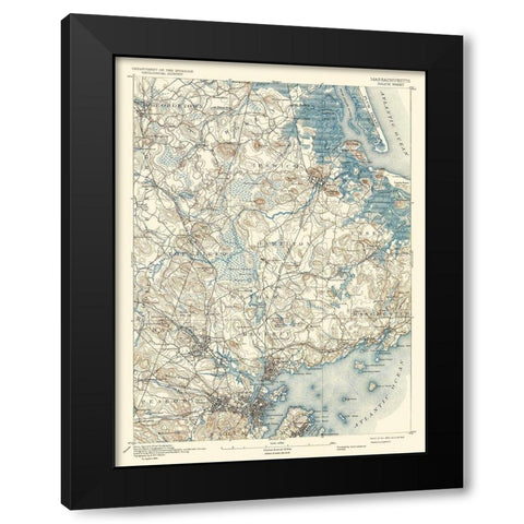 Salem Massachusetts Quad - USGS 1893 Black Modern Wood Framed Art Print by USGS