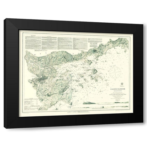 Salem Harbor - Mahen 1869 Black Modern Wood Framed Art Print by Mahen