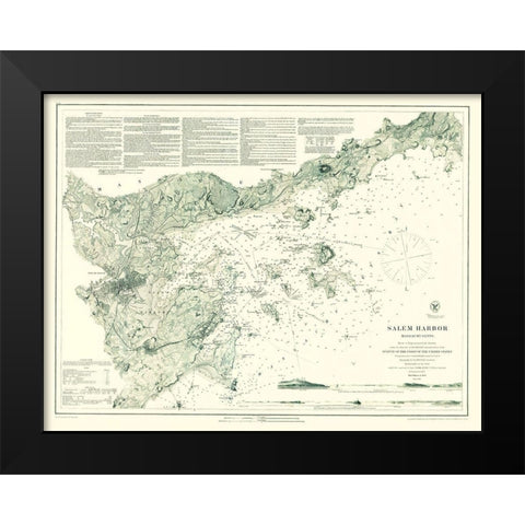 Salem Harbor - Mahen 1869 Black Modern Wood Framed Art Print by Mahen