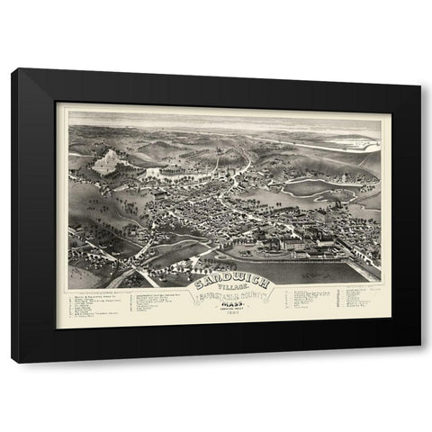 Sandwich Massachusetts - Poole 1884  Black Modern Wood Framed Art Print with Double Matting by Poole