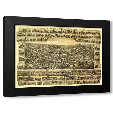 Southbridge Massachusetts - Bailey 1892  Black Modern Wood Framed Art Print by Bailey