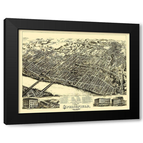 Springfield Massachusetts - Bailey 1875 Black Modern Wood Framed Art Print by Bailey
