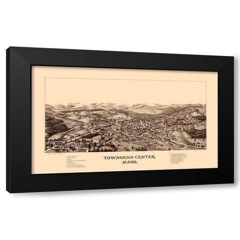 Townsend Massachusetts - Burleigh 1889  Black Modern Wood Framed Art Print with Double Matting by Burleigh