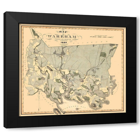 Wareham Massachusetts - Bourne 1832 Black Modern Wood Framed Art Print with Double Matting by Bourne