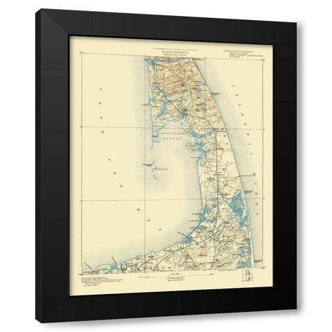 Wellfleet Massachusetts Sheet - USGS 1887 Black Modern Wood Framed Art Print by USGS