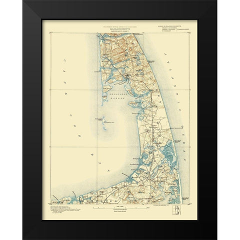 Wellfleet Massachusetts Sheet - USGS 1887 Black Modern Wood Framed Art Print by USGS