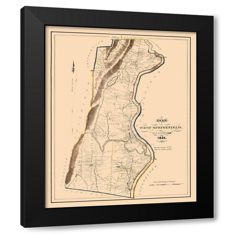 West Springfield Massachusetts - Lathrop 1831 Black Modern Wood Framed Art Print with Double Matting by Lathrop